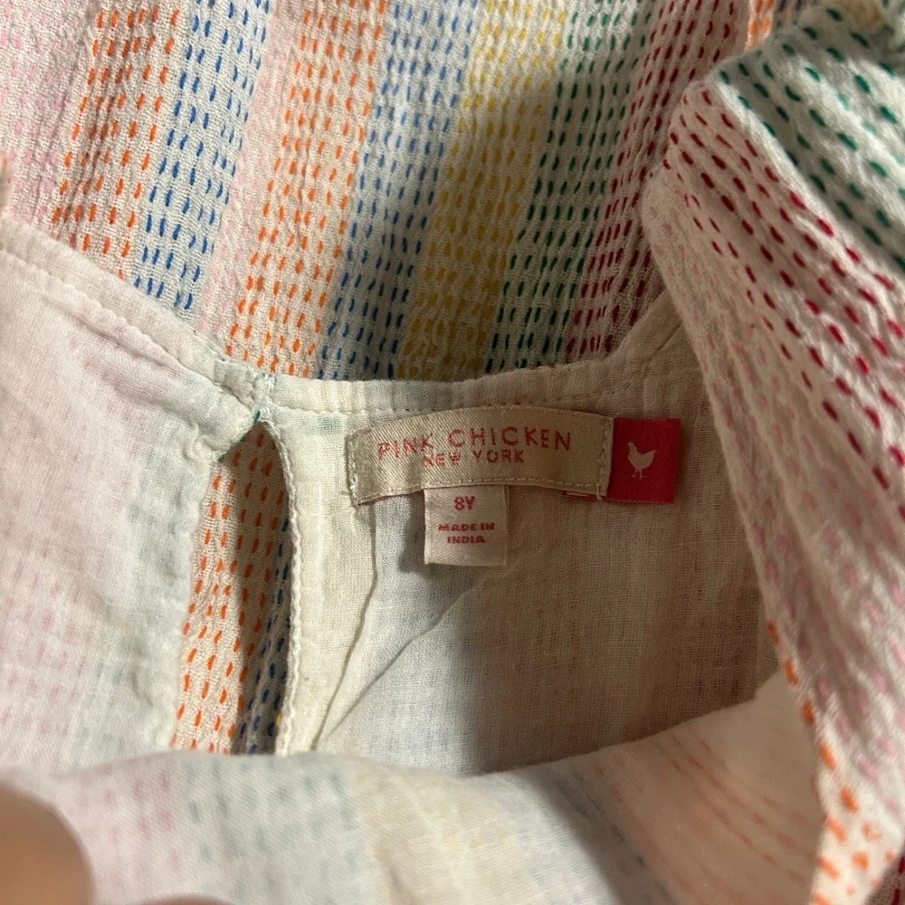 Pink Chicken Pastel Striped Kids Dress
